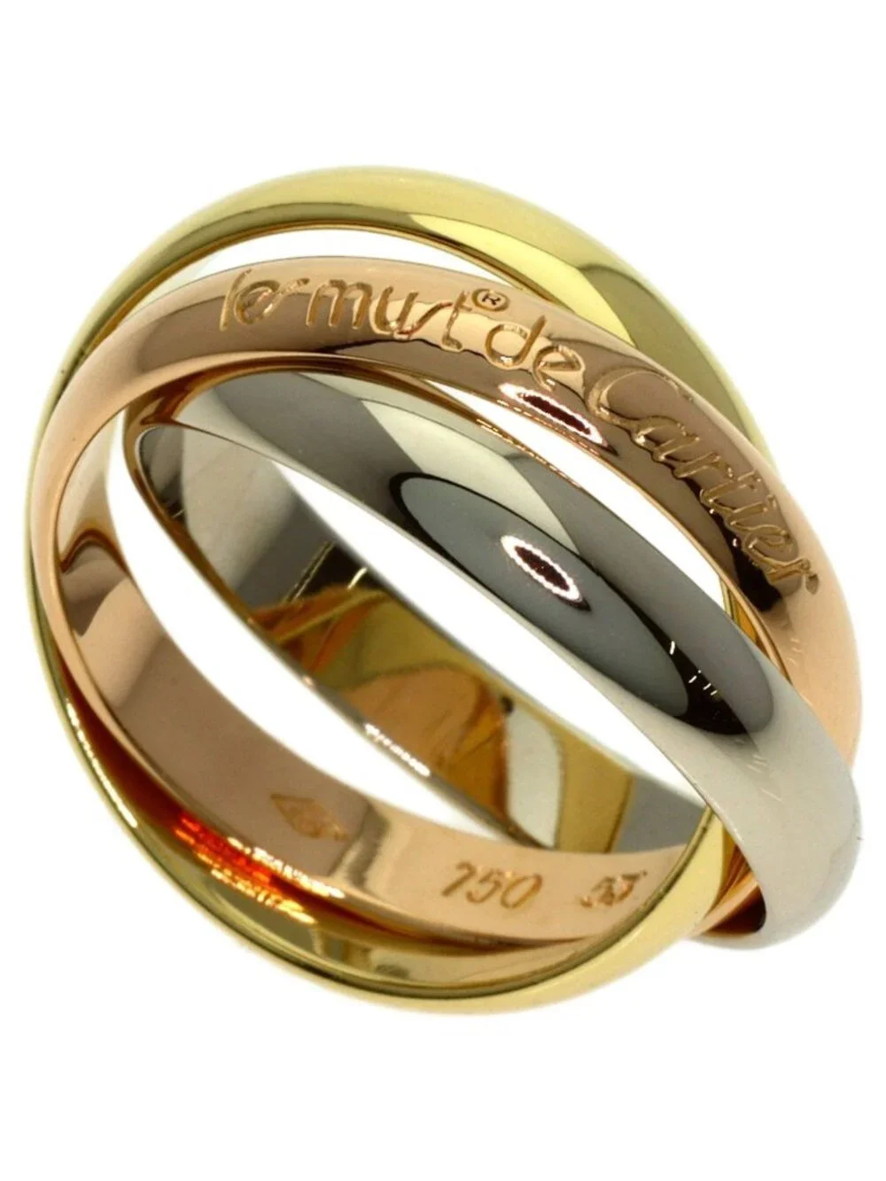 Cartier Trinity 53 Ring 18k Yellow Gold 18k White Pink